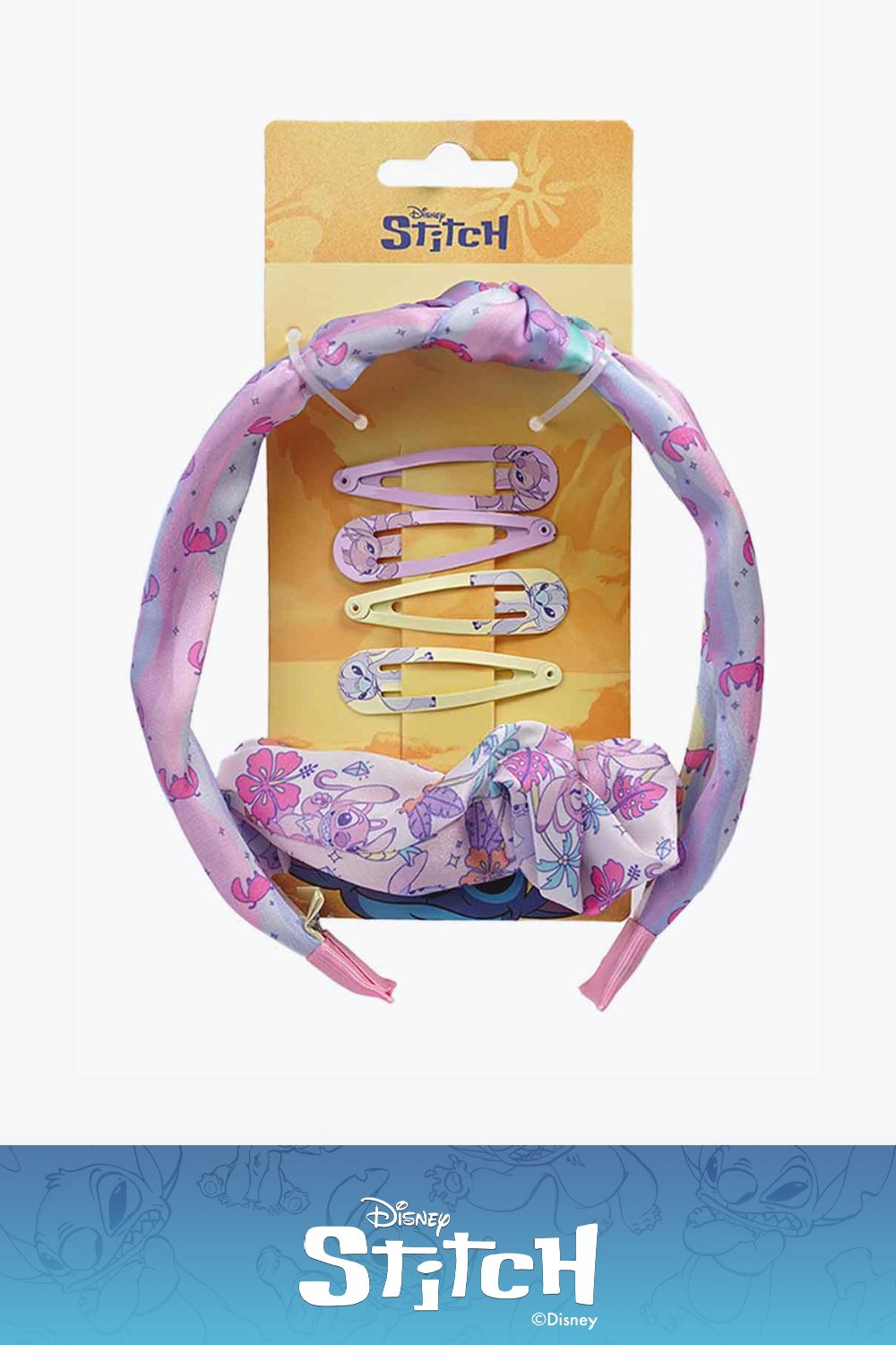 Set de accesorios con diadema + 4 hebillas inspirado en stitch